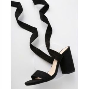 Lulus Alta Black Suede Lace Up Heels